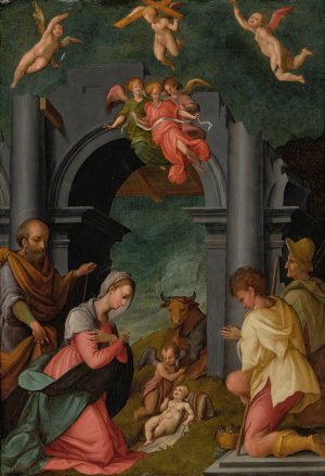 The Adoration Of The Shepherds by Tommaso D'Antonio Manzuoli Oil Painting