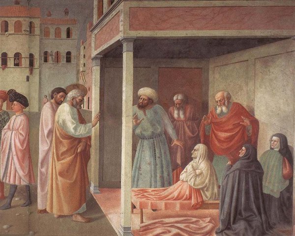 Healing of the Cripple and Raising of Tabatha Right View by Tommaso Masolino - Hand-Painted Oil Painting Reproduction
