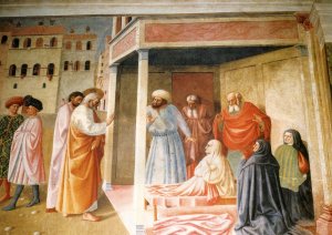 The Resurrection of Tabatha Oil painting by Tommaso Masolino