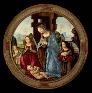 Virgin Adoring the Christ Child with St. John the Baptist and Two Angels by Tommaso Oil Painting