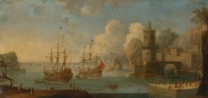 Neapolitan Port Scene by Tommaso Ruiz Oil Painting