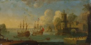 Neapolitan Port Scene by Tommaso Ruiz Oil Painting