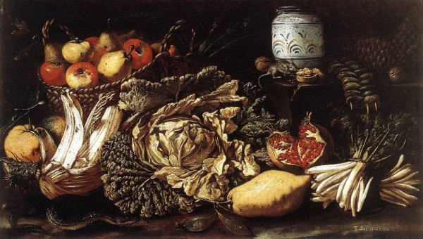 Still-Life with Fruit, Vegetables and Animals by Tommaso Salini - Hand-Painted Oil Painting Reproduction
