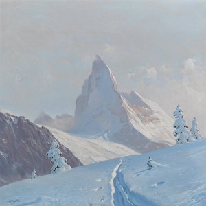 A View of the Matterhorn by Toni Haller Oil Painting