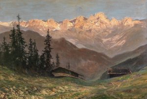 Abendrot uber den Dolomiten by Toni Haller Oil Painting