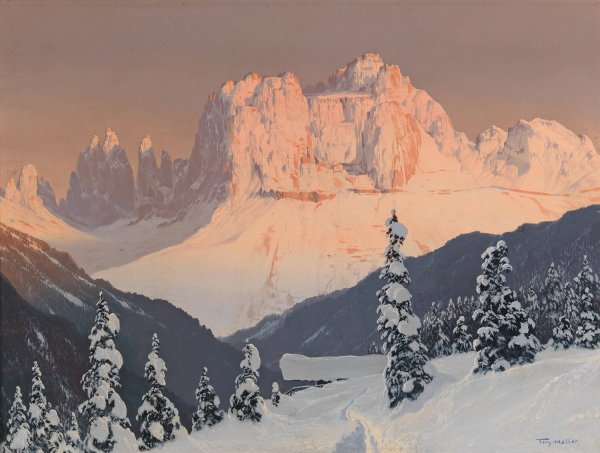 Der Rosengarten von Sankt Cyprian by Toni Haller - Hand-Painted Oil Painting Reproduction