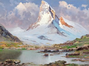 View of the Matterhorn by Toni Haller Oil Painting
