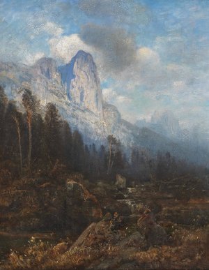 Gebirgslandschaft by Toni Von Stadler Oil Painting