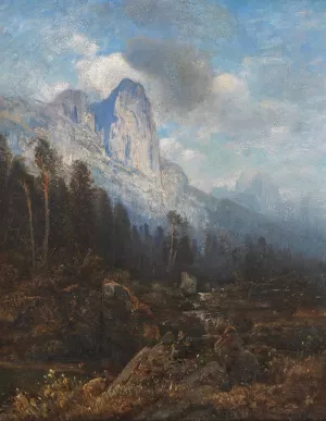 Gebirgslandschaft by Toni Von Stadler Oil Painting