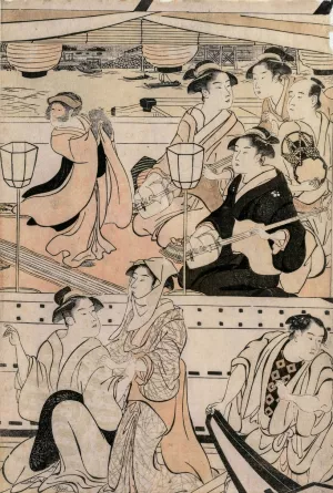 Boating Party on the Sumida River by Torii Kiyonaga Oil Painting