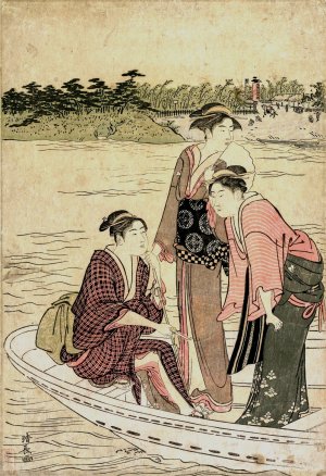 Passengers in a Ferry Boat on the Sumida River by Torii Kiyonaga Oil Painting