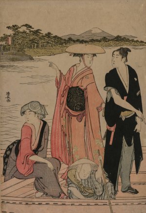 Passengers in a Ferry Boat on the Sumida River by Torii Kiyonaga Oil Painting