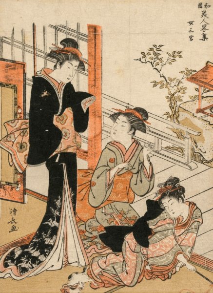 Three Women  by Torii Kiyonaga - Hand-Painted Oil Painting Reproduction