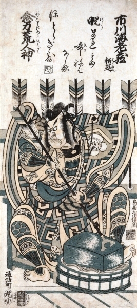 Ichikawa Ebizo III as Yanone Goro in Nenriki Arahitogami by Torii Kiyonobu - Hand-Painted Oil Painting Reproduction