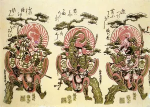 Mitate no Soga: Juro, Goro, and Yoshihide by Torii Kiyonobu - Oil Painting Reproduction
