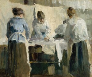 French Women Ironing by Torsten Wasastjerna Oil Painting