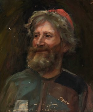 Old Man Wearing a Red Cap, sketch for the painting Fairy Tale Princess by Torsten Wasastjerna Oil Painting