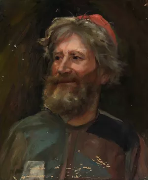 Old Man Wearing a Red Cap, sketch for the painting Fairy Tale Princess by Torsten Wasastjerna Oil Painting