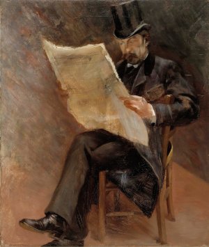Sanomalehden lukija by Torsten Wasastjerna Oil Painting