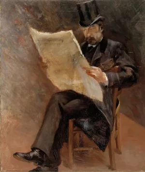 Sanomalehden lukija by Torsten Wasastjerna Oil Painting