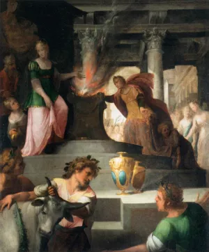 Hyanthe and Clymene Offering a Sacrifice to Venus Oil painting by Toussaint Dubreuil