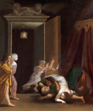 Paris and Helena Surprised by Menelaus by Toussaint Gelton Oil Painting