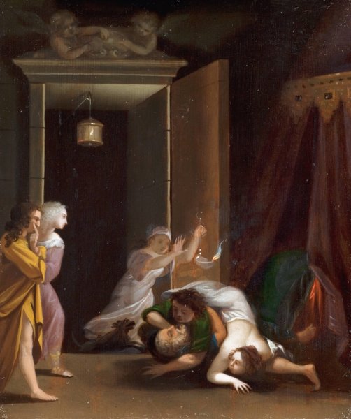 Paris and Helena Surprised by Menelaus  by Toussaint Gelton - Hand-Painted Oil Painting Reproduction