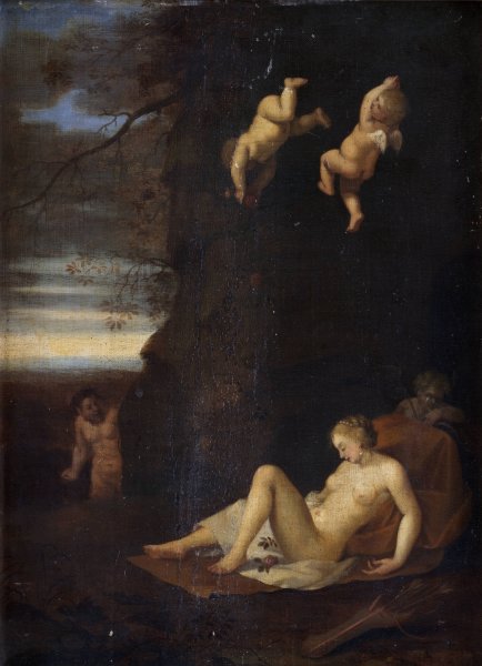 Satyr Spying on Sleeping Nymph, Antiope  by Toussaint Gelton - Hand-Painted Oil Painting Reproduction