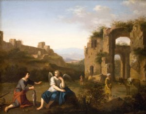 Tobiah and the Angel by Toussaint Gelton Oil Painting