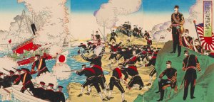 Great Sino-Japanese War in the Vicinity of Asan by Toyohara Chikanobu Oil Painting