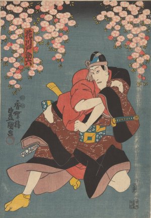 Actor in brown and red costume Oil painting by Toyokuni Utagawa