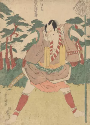 Actor with pole and sword by Toyokuni Utagawa Oil Painting