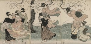 Cherry Blossoms in the Wind by Toyokuni Utagawa Oil Painting
