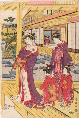 Courtesans and Attendants by Toyokuni Utagawa Oil Painting