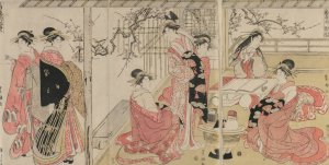 Courtesans of the Ogiya on a Spring Outing by Toyokuni Utagawa Oil Painting
