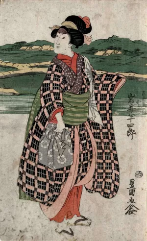 Iwai Hanshiro no Sagoemon musume Oyone Oil painting by Toyokuni Utagawa