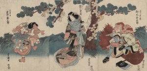 Matsumoto koshiro, segawa kikunojo, iwai kumesaburo by Toyokuni Utagawa Oil Painting