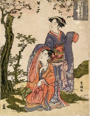 Osome hisamatsu chikai no jushichiya machi by Toyokuni Utagawa Oil Painting