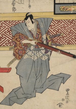 Seki sanjuro no izumi no saburo by Toyokuni Utagawa Oil Painting