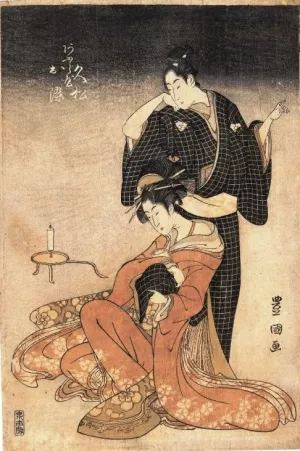 Two Lovers by Toyokuni Utagawa Oil Painting