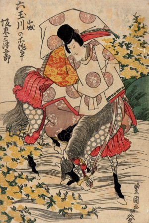 Warrior on Horse Wading River by Toyokuni Utagawa Oil Painting