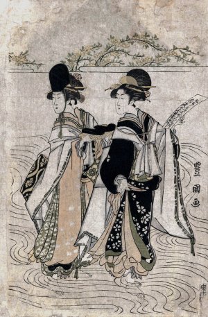 Yatsushi ide no tamagawa by Toyokuni Utagawa Oil Painting