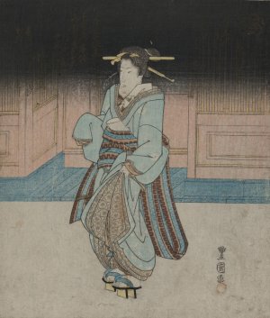 Yoru no fukagawa geisha by Toyokuni Utagawa Oil Painting