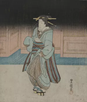 Yoru no fukagawa geisha by Toyokuni Utagawa Oil Painting