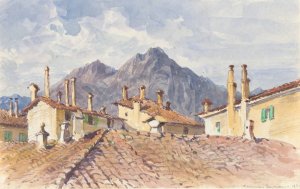 Housetops and Mountains by Truman Seymour Oil Painting