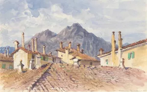 Housetops and Mountains by Truman Seymour Oil Painting