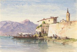 Italian Lakeside View by Truman Seymour Oil Painting