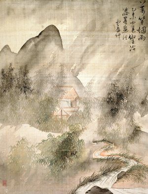 Ten Thousand Bamboos in the Mist and Rain by Tsubaki Chinzan Oil Painting