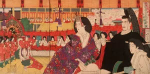 A Bugaku Performance at the Imperial Palace during the Doll Festival by Tsukioka Yoshitoshi Oil Painting