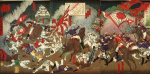 A Chronicle of the Subjugation of Kagoshima; Battle around Kumamoto Castle by Tsukioka Yoshitoshi Oil Painting